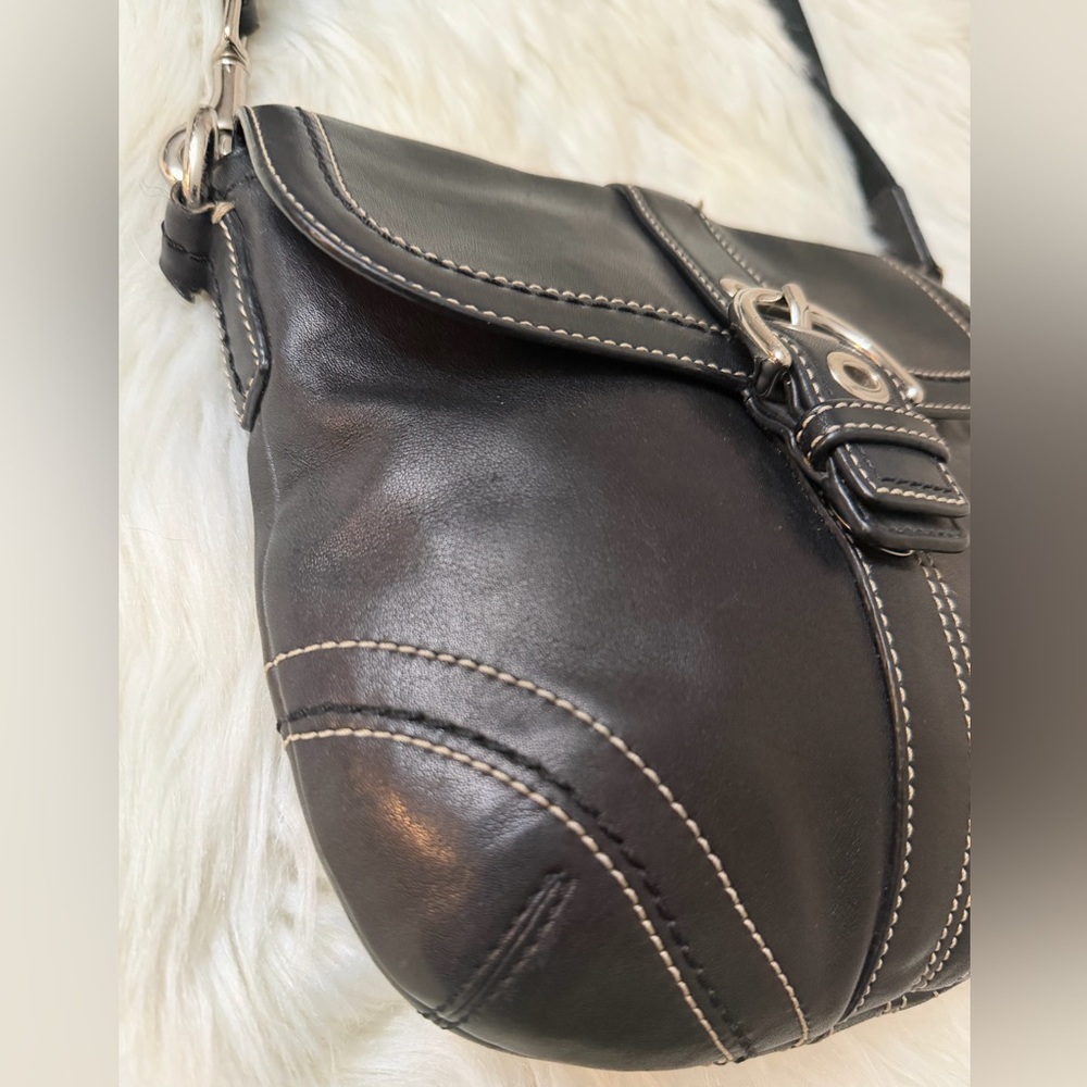 Coach Black Leather Crossbody Bag with Buckle - Picture 4 of 12